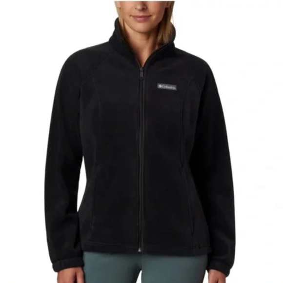 Black Columbia black ZIP up fleece jacket size small - Picture 1 of 3